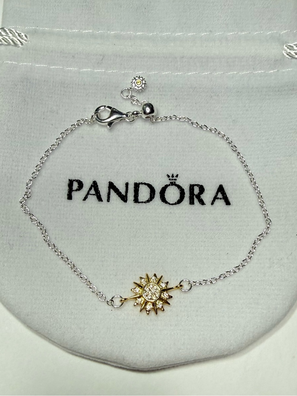 Pandora Two-Tone Sunburst Bracelet - Gold & Silver Sun Bracelet 18 cm